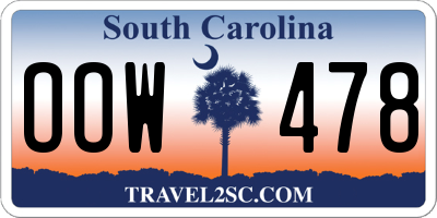 SC license plate OOW478