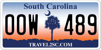 SC license plate OOW489