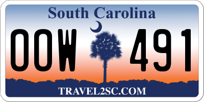 SC license plate OOW491