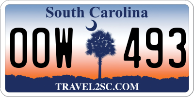 SC license plate OOW493