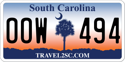 SC license plate OOW494