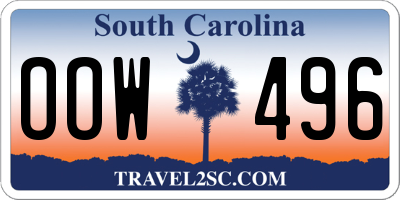 SC license plate OOW496