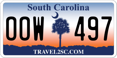 SC license plate OOW497