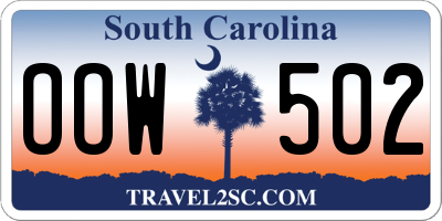 SC license plate OOW502