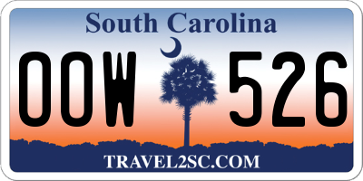 SC license plate OOW526