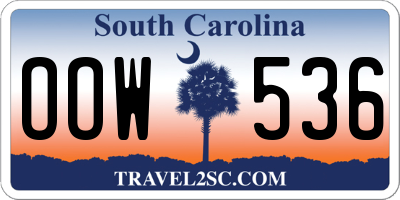 SC license plate OOW536