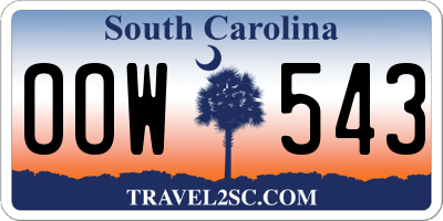 SC license plate OOW543