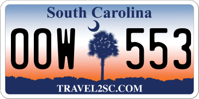 SC license plate OOW553