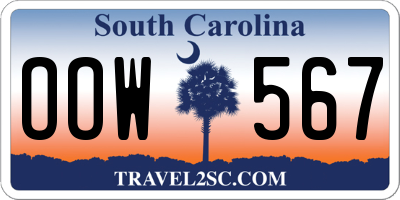 SC license plate OOW567