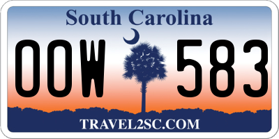 SC license plate OOW583