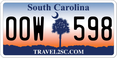 SC license plate OOW598