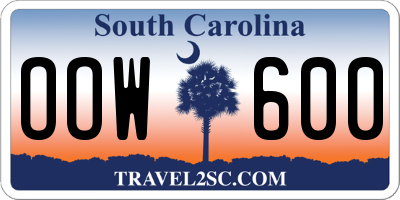 SC license plate OOW600