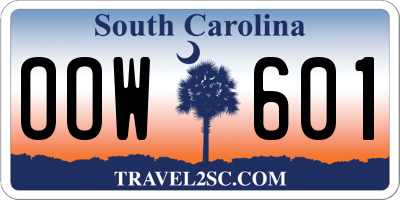 SC license plate OOW601