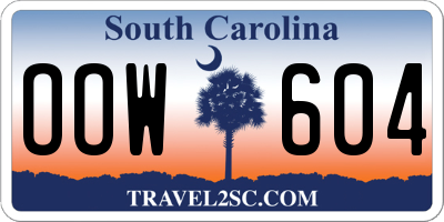 SC license plate OOW604