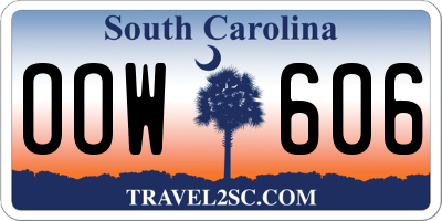 SC license plate OOW606
