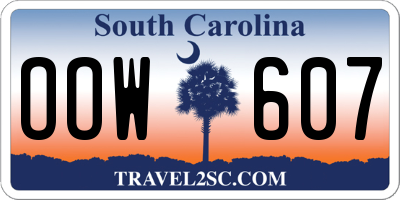 SC license plate OOW607