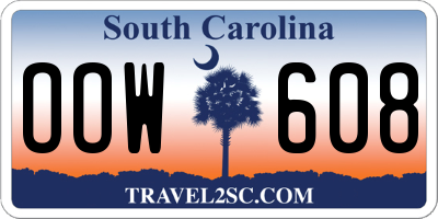SC license plate OOW608