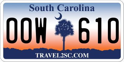 SC license plate OOW610