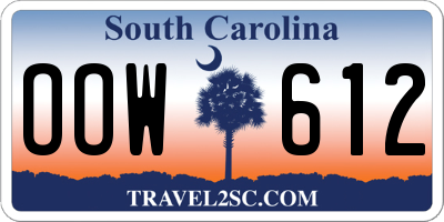 SC license plate OOW612