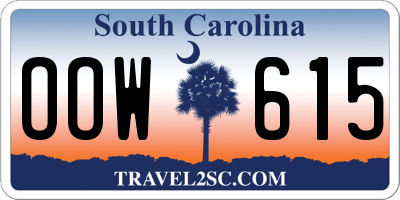 SC license plate OOW615