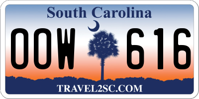 SC license plate OOW616