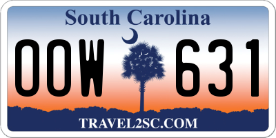 SC license plate OOW631