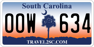 SC license plate OOW634
