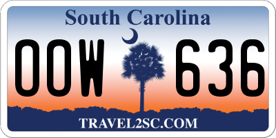 SC license plate OOW636