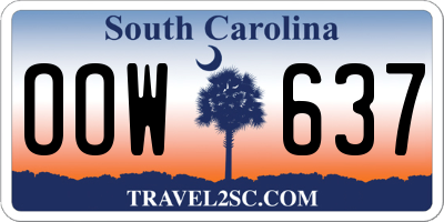 SC license plate OOW637