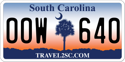 SC license plate OOW640