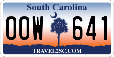 SC license plate OOW641