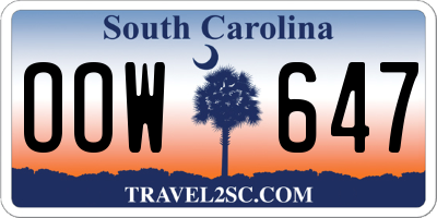 SC license plate OOW647