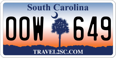 SC license plate OOW649