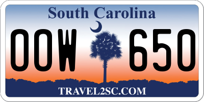 SC license plate OOW650