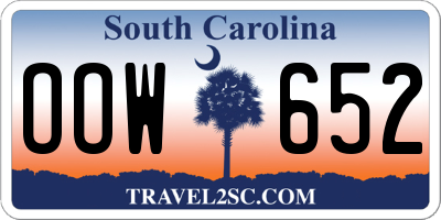 SC license plate OOW652