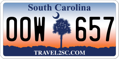 SC license plate OOW657