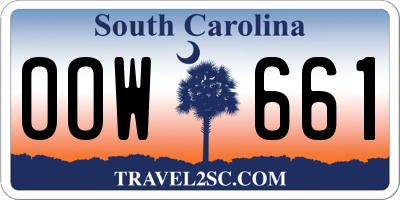 SC license plate OOW661