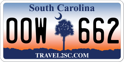 SC license plate OOW662
