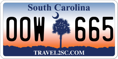 SC license plate OOW665