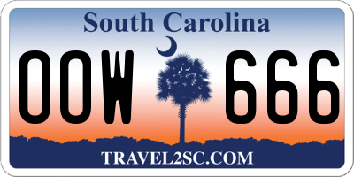 SC license plate OOW666