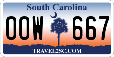 SC license plate OOW667