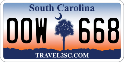SC license plate OOW668