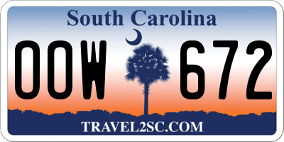 SC license plate OOW672