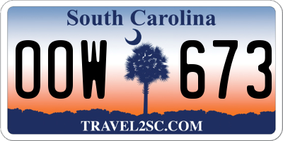SC license plate OOW673