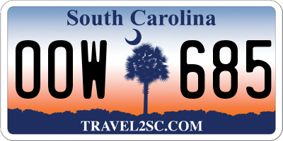 SC license plate OOW685