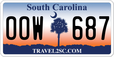 SC license plate OOW687