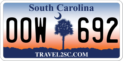 SC license plate OOW692