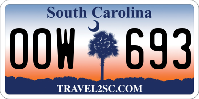 SC license plate OOW693