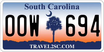 SC license plate OOW694
