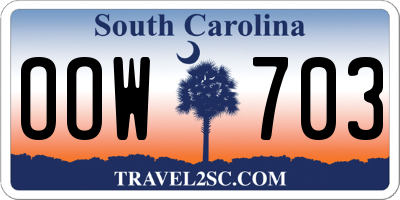 SC license plate OOW703
